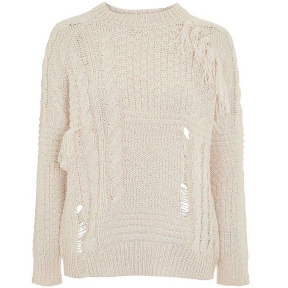 Fringe Cable Knit Sweater